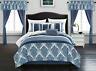 Cs7979-an Chic Home Vivaldi Piece Comforter Set Medallion Quilted King Blue