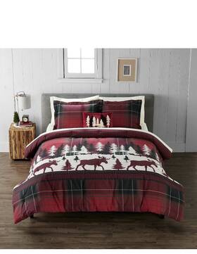 Cuddl Duds 400818679984 Full/queen Heavyweight Flannel 4 Piece Comforter Set Lodge Plaid New