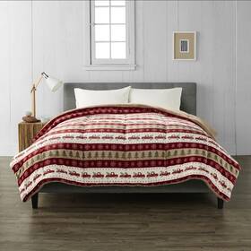 Cuddl Duds 400828016335 Cozy Soft Feel Faux Fur Comforter Reversible Truck Stripe Full/ Queen
