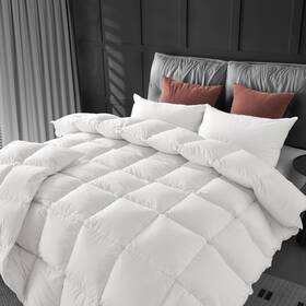 Cymula 706384340380 Feather Down Comforter Queen Size - Winter Cream White Duvet Insert Fluffy