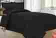 Da120548-black-t Twin Comforter Kinglinen Set Sham Black Poly Fiber 100 Hypoallergenic Polyester New