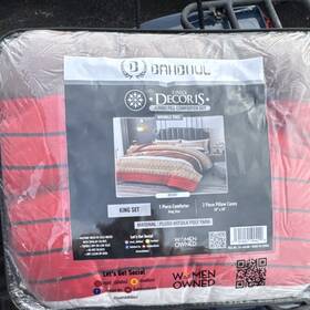 Dec007 Dahdoul Decoris King 3 Piece Comforter Set Artsilk Chevron Wrinkle Free