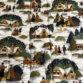 15964 Dan River Vintage Snow Village Christmas Queen Comforter Starry Night Gorgeous