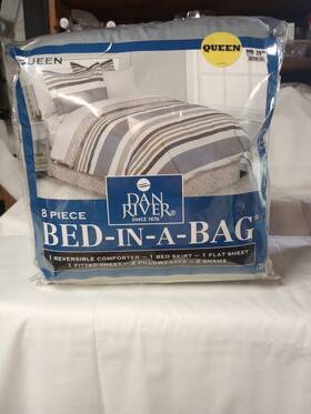 Dan River 481019866007 8 Pc Bed In A Bag Queen Comforter Skirt Flat/fitted Sheets 2 Pillowcases Shams