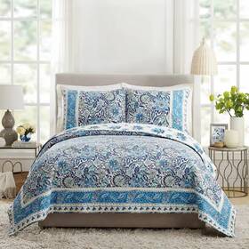 79531388 Dena Home King 3pc Bisou Floral Quilt Set -