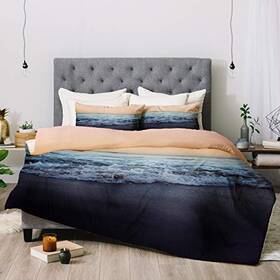 Deny Designs 191956771882 Leah Flores Crash Into Me Comforter Set With Pillow Shams King Blue