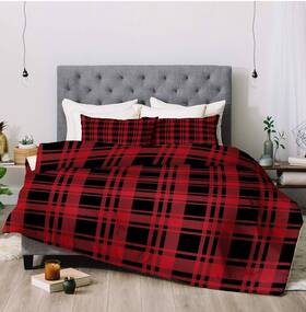 92594318 Deny Designs New Little Arrow Red Plaid 3pc Comforter And Pillow Sham Set King