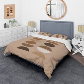 Design Art 780377877855 Designart Ftabstract Sun Moon Geometric Print Iift Modern Brown Full/queen Cover