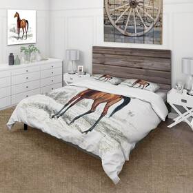 Design Art 780377882774 Designart Ftvintage Horseft Farmhouse Duvet Cover Comforter Brown Full/queen