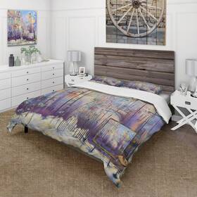 Design Art 780377886291 Designart Ftabstract Pastel Cityscapeft Modern Duvet Cover Purple Twin Com