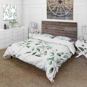 Design Art 780377887984 Designart Ftgreen Eucalyptus Branches Ivft Traditional Duvet Green King Cover Co