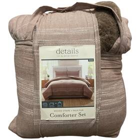 735732499883-p Details Ny By Becki Owens Woven Stripe Comforter Set With Faux Rabbit Fur King
