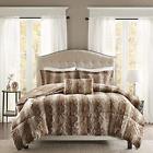 Dh5293450056344 Piece Tan Brown Faux Fur Comforter King Set 5293450056344