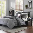 Dh600184611209 Piece Grey White Plaid Pattern Comforter Full Queen 600184611209