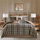 Dh742567882537 Piece Taupe Blue Plaid Pattern Comforter King Set 742567882537