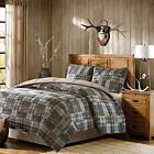 Dh742567882643 Piece Brown Blue Plaid Pattern Comforter Full Queen 742567882643