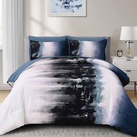 Dinjoy 313040395310 Ombre Blue Comforter Set Size Gradient Navy Boho Bedding King Black