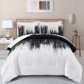 Dinjoy 445048761767 Ombre Black Comforter Set Full Size Gradient White Boho Bedding