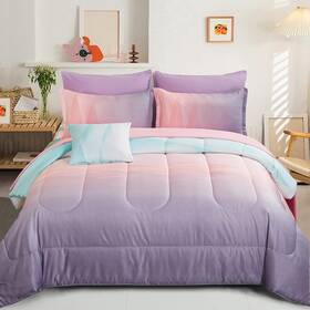 B0bbfqqtg2 Dinjoy Girls Comforter Set Queen Size Colorful Ombre Blue Pink Purple Rainbow