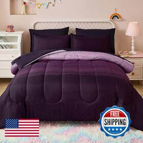 B0fn3lc9gy Dinjoy Girls Comforter Set Queen Size 7 Pieces Bed In A Bag Ombre Purple White R