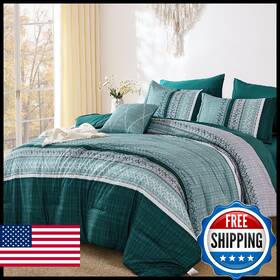 B0frmkdn3c Dintszyayue Teal King Comforter Size Set 8 Pieces Striped Texture Bed In A Bag B