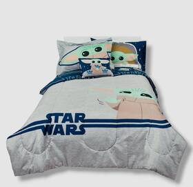 Disney 032281193904 Gray Blue Star Wars Hello Grogu 6-pc. Comforter Set Size Twin