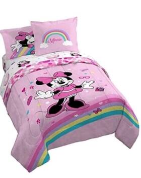 Disney 032281193997 Minnie Mouse Rainbow Stripe 5-pc. Twin Comforter Set - Multi