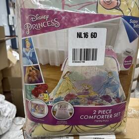 Edus-168 Disney New Princess Kid Microfiber Comforter Girl Pillowcase 2pc Set Twin / Full