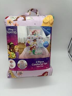 Disney Princess 652321303884 Reversible 2pc Comforter Set Twin/full Purple With Pillowcase