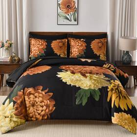 B0fgq8ph43 Djy Comforter Set King Size 7 Piece Black Floral Sheets Elegant