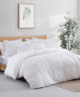 Dkny 602645117794 White Modern Waffle 3 Pc. Full / Queen Comforter Set