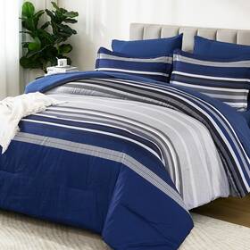 B0fcg13b6r Dobuyly Navy Blue King Size Comforter Set 7 Pieces Boho Striped Bed In A Bag Mic
