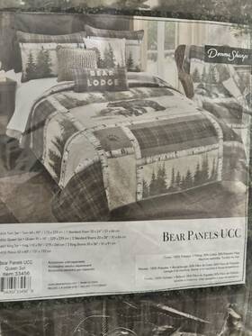 33456 Donna Sharp Bear Panels Ucc Queen Comforter Set Multicolor Plaid Nature 3pc