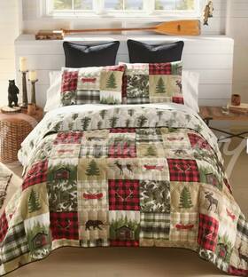 Y20773 Donna Sharp Cedar Lodge Rustic Quilted Country Queen 3-piece Bedding Set