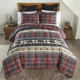 Yls-c-y2018c Donna Sharp Canoe Trip Bear Polyester Rustic Country Queen 3-pc Comforter Set