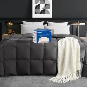 Dh-93061-8 Dreamhood Down Feather Fiber Comforter Queen Size Fluffy Breathable Dark Grey Duvet Ins