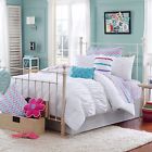 Dreamzzz White Full 7 Pc Comforter Shams Sheets Gathered Ruched Chevron New 675716568368