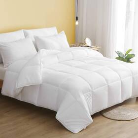 Dwr 697478157758 100% Cotton Fabric Covered Lightweight Down Alternative Comforter Queen