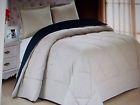E New King Size Comfort Shams Reversible Navy Blue Taupe 877512007298