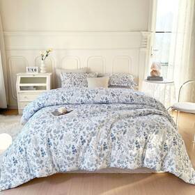 Amea061-txl Eavd Blue Floral Comforter Set Twin Xl White Soft Microfiber Bedding 1 Fl