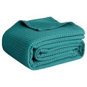 Eco Textile Llc 734025632198 100% Cotton Blankets For Throw Size Bed - Waffle Weave 50 Inch X 60 Teal