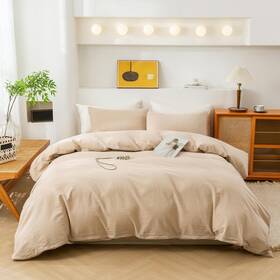 778550 Ecocott Beige Duvet Cover Oversized King Size - 100% Washed Cotton Durable Soft
