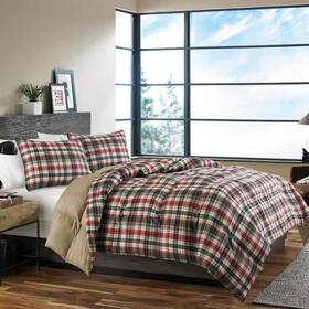215788 Eddie Bauer Astoria 3-piece Red Plaid Plush Micro Suede King Comforter Set 215788 Eddie Bauer Astoria 3-piece Red Plaid Plush Micro Suede King Comforter Set