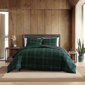 Eddie Bauer 445015141141 Woodland Tartan 3-piece Green Plaid Cotton King Comforter Set