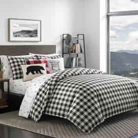 53060161 Eddie Bauer Black Mountain Plaid Duvet Cover Set King -