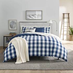 79543885 Eddie Bauer Twin Lakehouse Plaid Duvet Cover Set Blue -