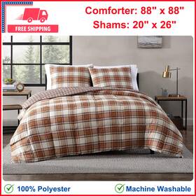 8838933 Eddie Bauer - Queen Comforter Set Soft And Reversible Alt Down Bedding 3 Piece