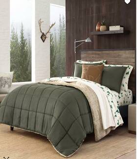 Eddie Bauer 883893627185 Sherwood Reversible Micro-suede Sherpa Comforter Set Twin