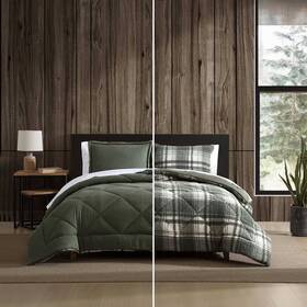 93533656 Eddie Bauer Twin Big Lake Plaid Comforter Set Green