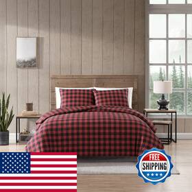 B013f3x6uy Eddie Bauer - King Comforter Set Cotton Reversible Bedding Buffalo Plaid